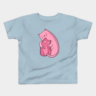 Hugging Pink Cats Kids T-Shirt